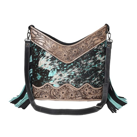 Leather Cross Body Bag Purse Sling Bag With Zier Natural Cowhide ;) - Picture 1 of 7